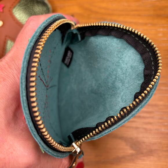 Portland Leather Holiday Pouch Set of 2 PLG Keychain Gingerbread Poinsettia - Picture 6 of 7